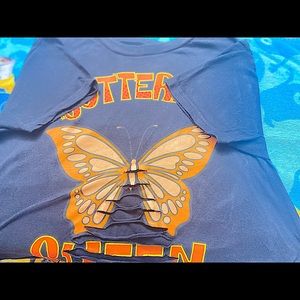 butterfly queen crop top cut stomach